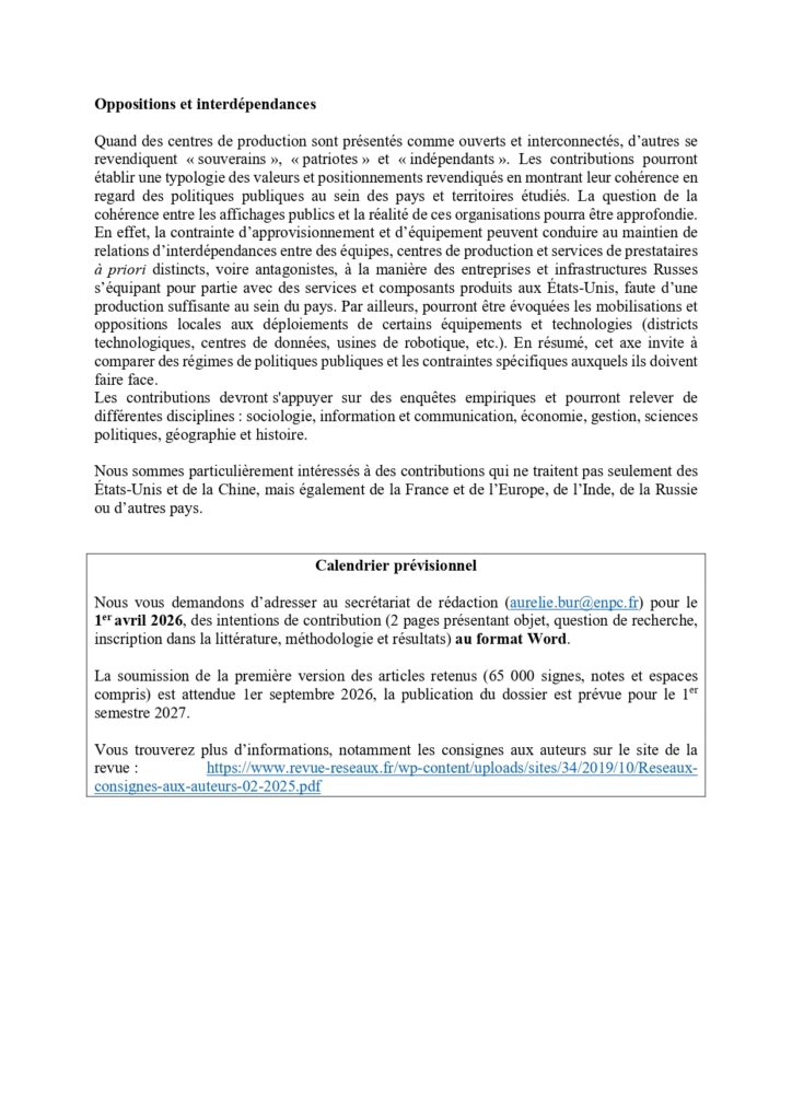 Réseaux Appel à contributions Produire l'IA, page 3